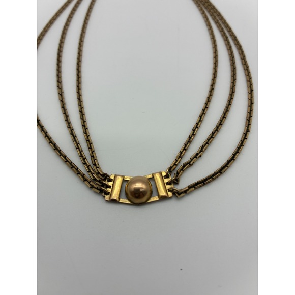 Bigney Jewelry - Vintage Bigney 1/20 12KT Gold Filled 3 Strand Bead Necklace Art Deco Style